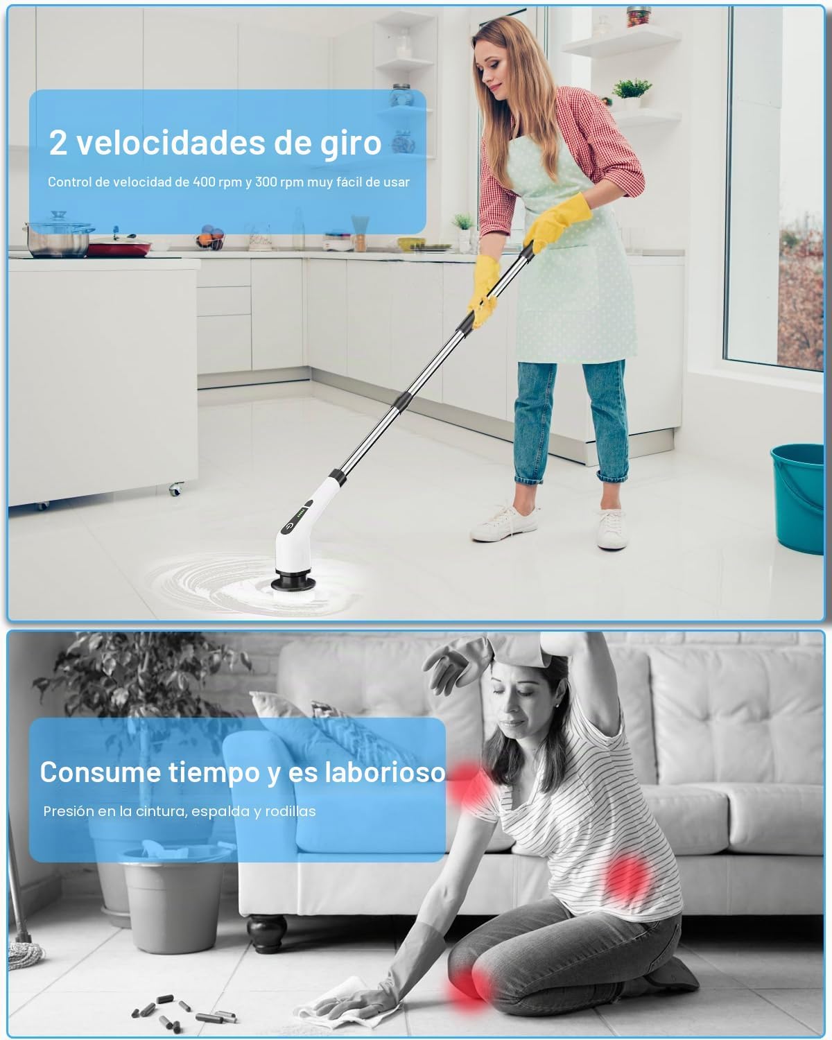 LavaBravo™ | Fregadora Eléctrica Inalámbrica | Adiós a Frotar y Agacharte para Limpiar