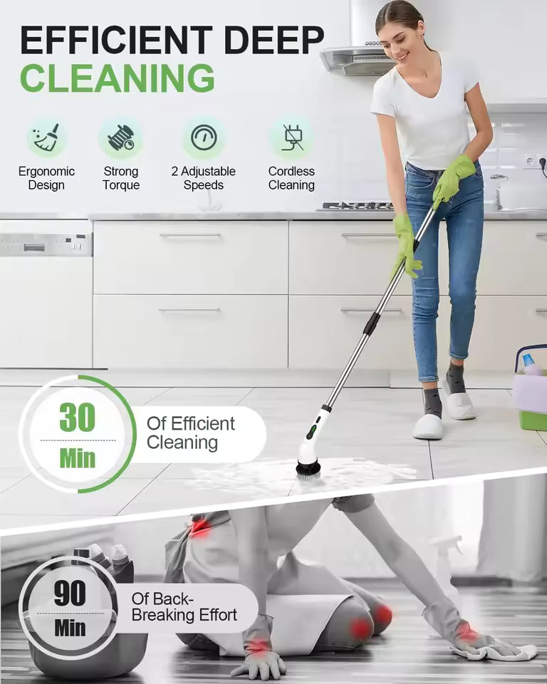 LavaBravo™ | Fregadora Eléctrica Inalámbrica | Adiós a Frotar y Agacharte para Limpiar